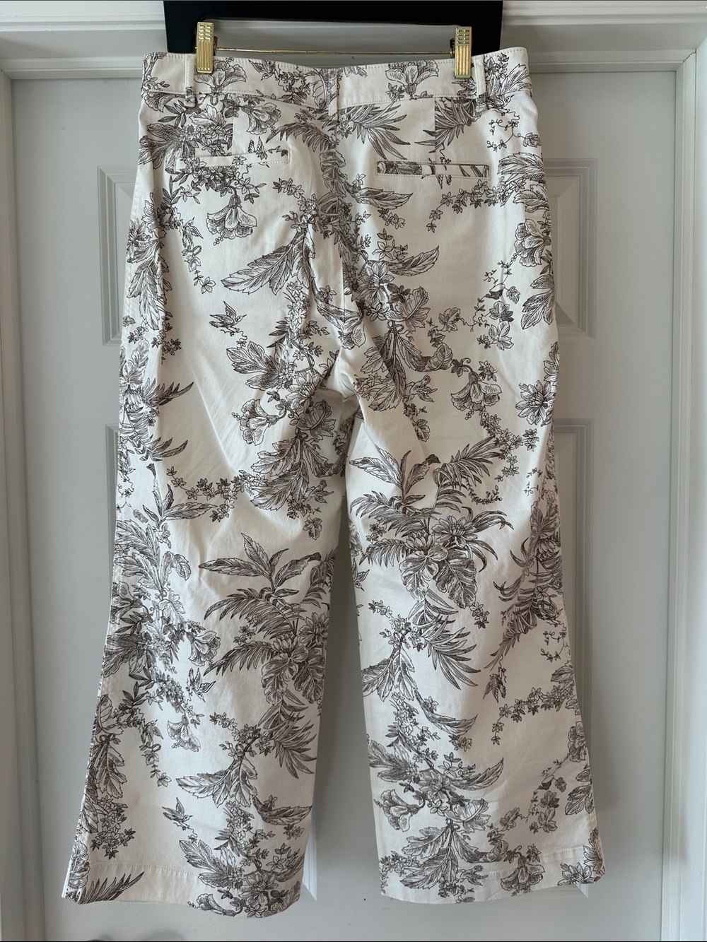 LOFT Cream Wide-Leg Floral Print Chinos - Picture 2 of 5